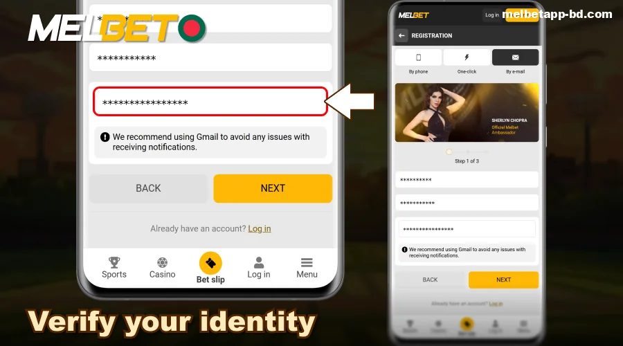 Verify your identity on the Melbet app